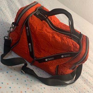 LeSportsac Red Satin Zip Transforming Bag